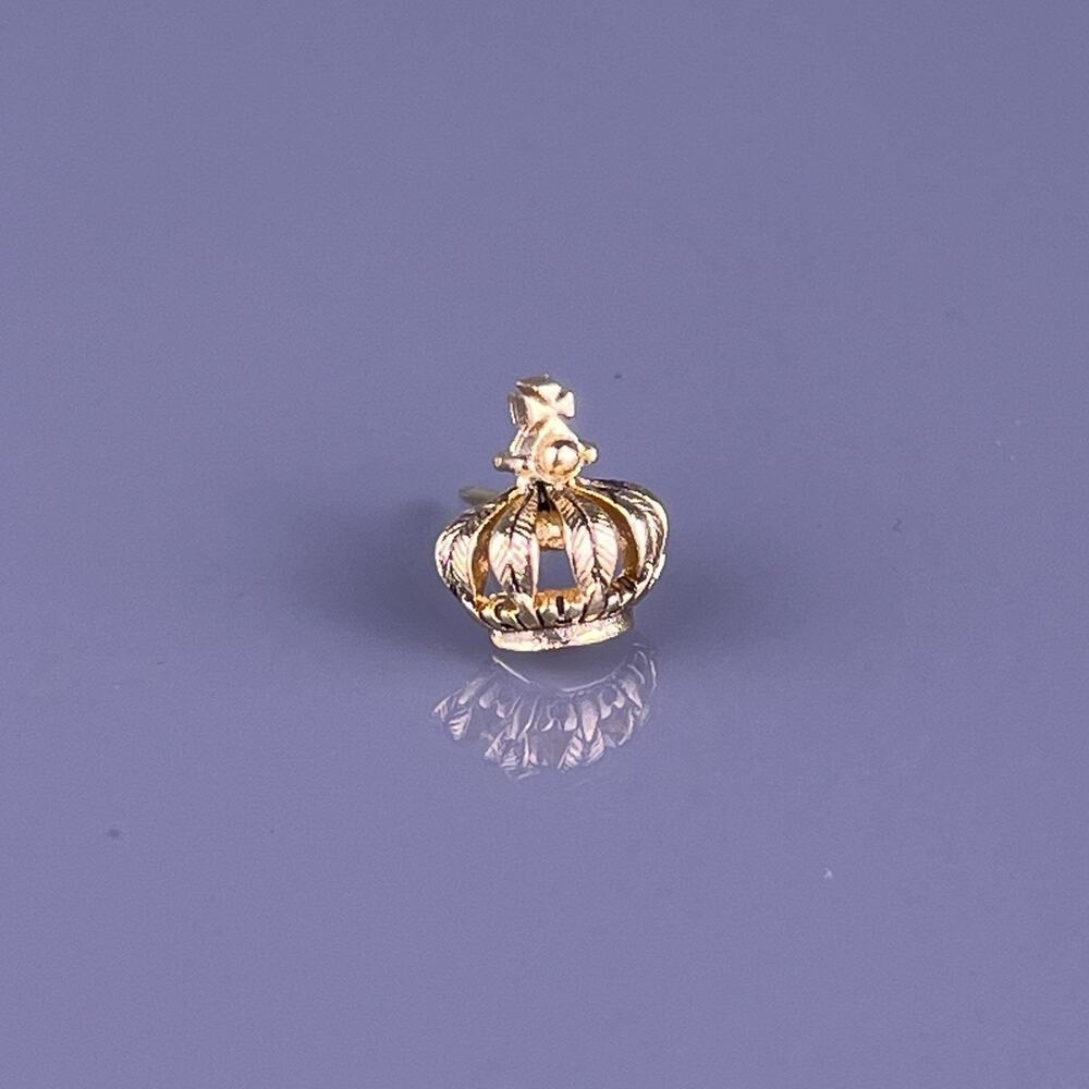 Small Crown Cross Tie Lapel Tack Pin Gold Tone King Emperor Tsar Royal Vintage